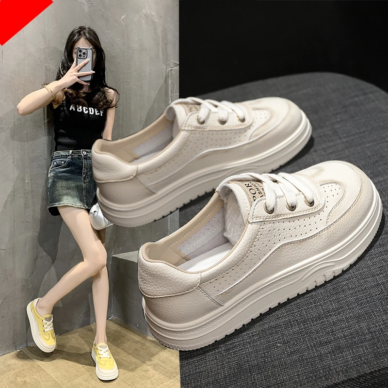 爆款厚底小白鞋女2025夏季新款百搭镂空透气学生板鞋休闲运动鞋女