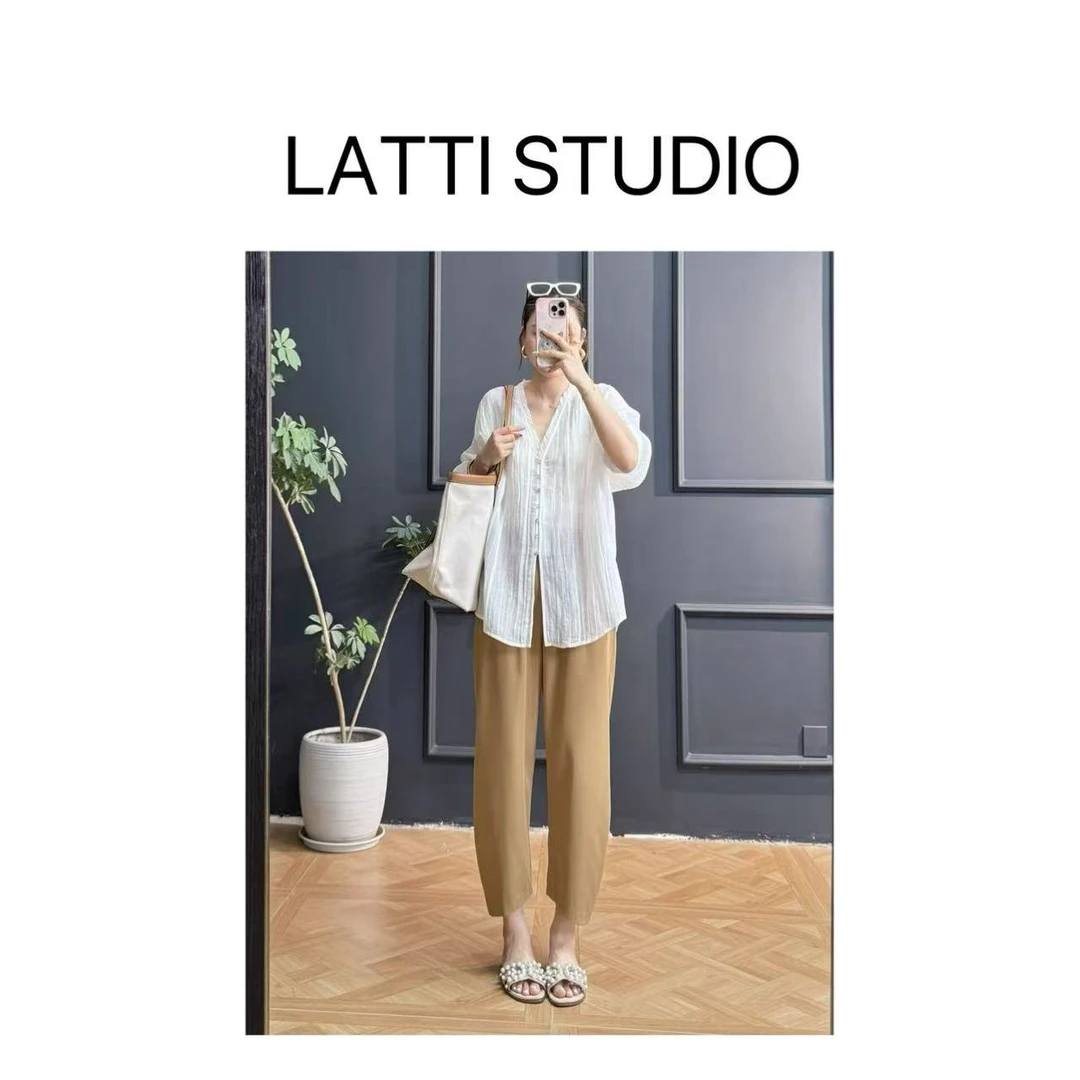 【Latti】气球裤-显瘦气质时尚百搭简约舒柔特抗皱透气九分休闲裤