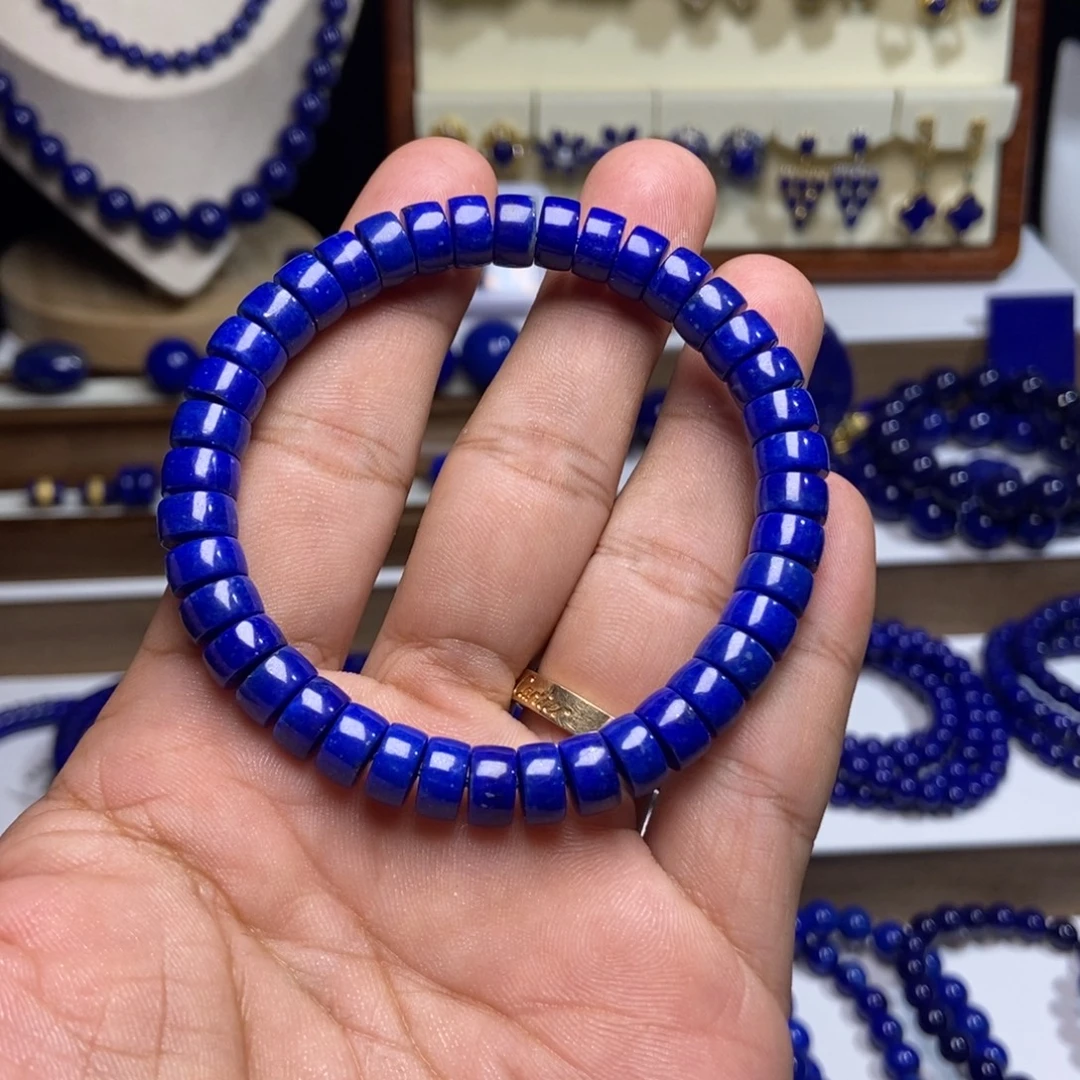 我***吖青金石未镶嵌精品 精工 药片 手串8+