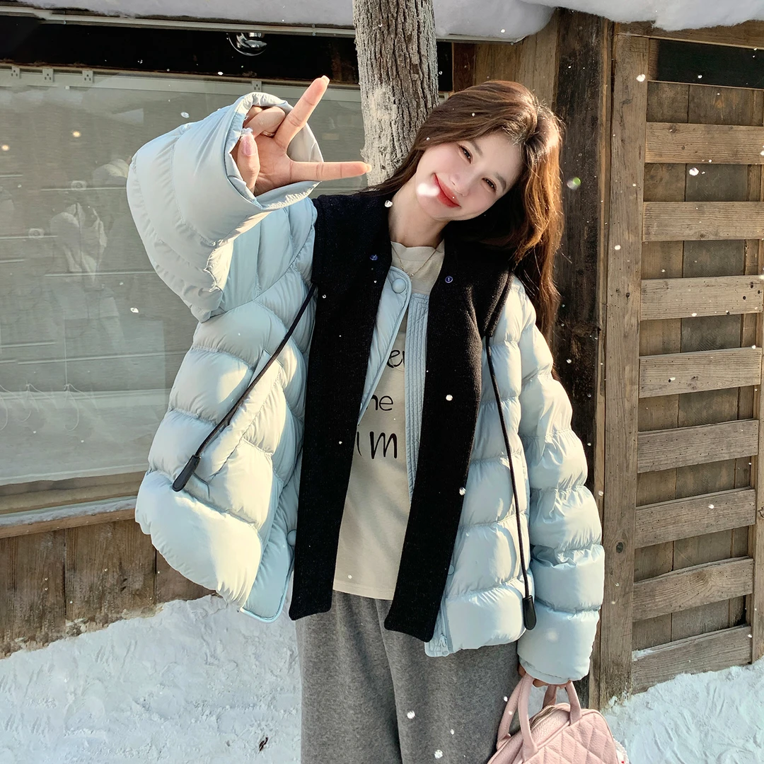 蓝色短款排骨羽绒服女小个子2025新款设计感气质洋气巨好看的外套