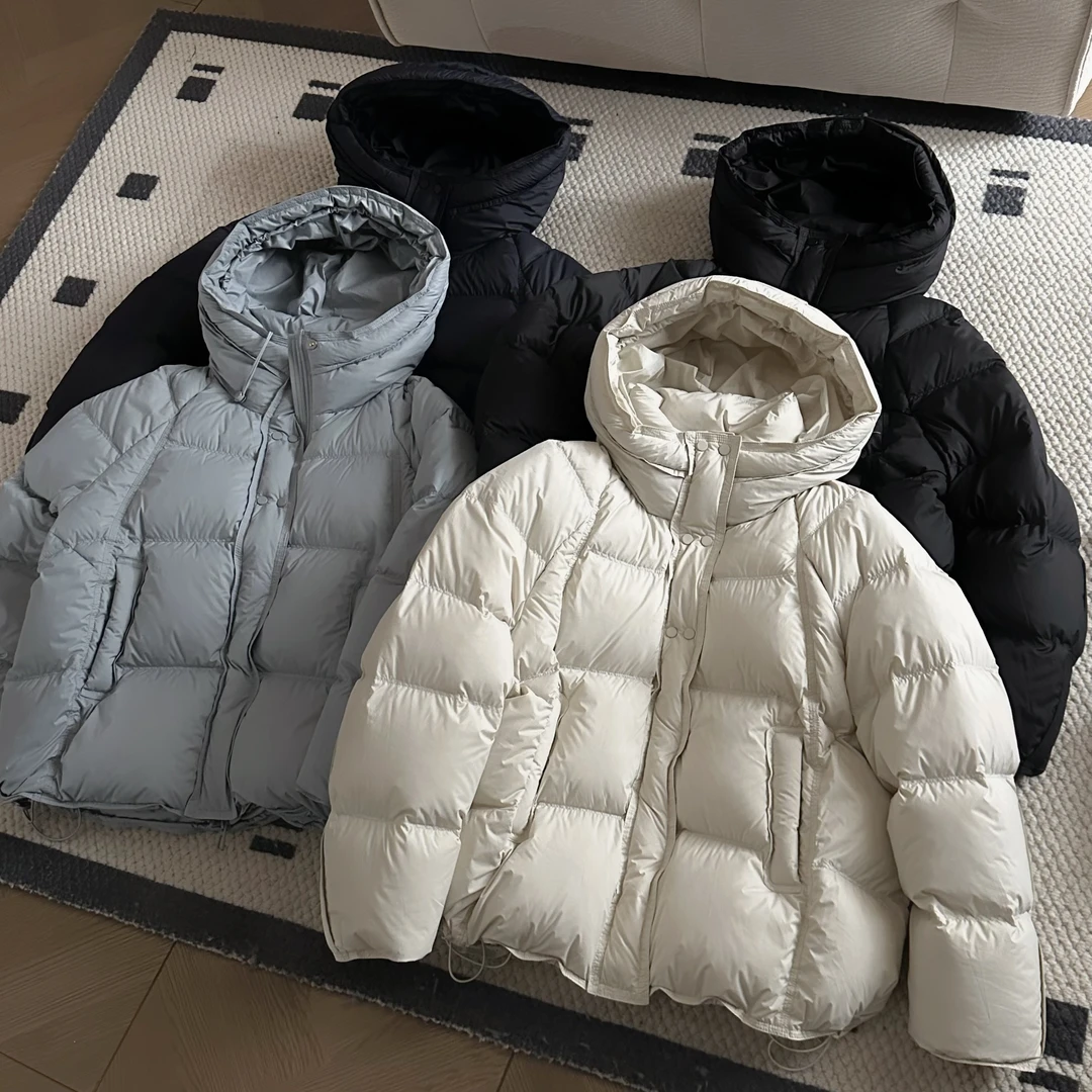 【米可家】【双排扣】新国标90白鸭绒加厚连帽羽绒服外套85669