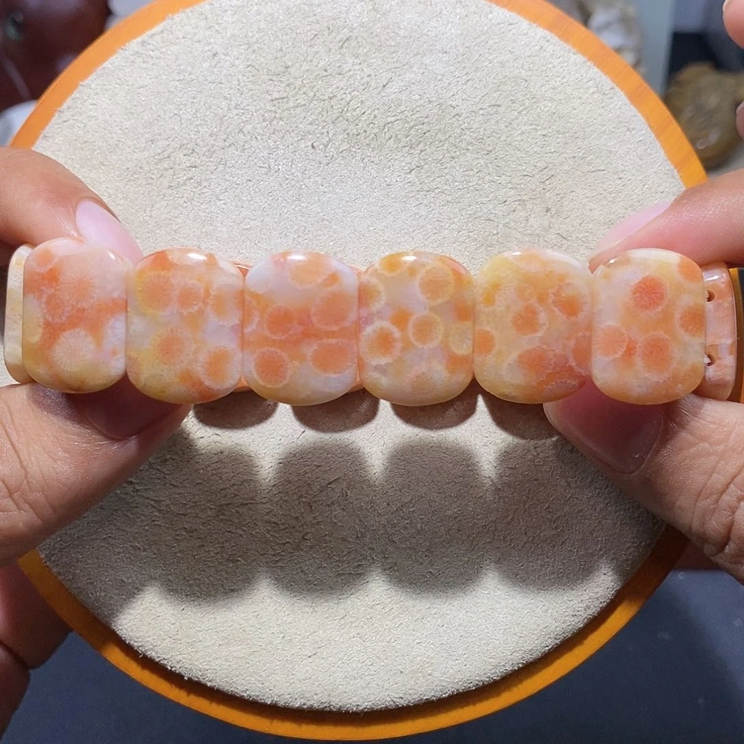 硅化珊瑚（珊瑚玉）手串未镶嵌满花83
