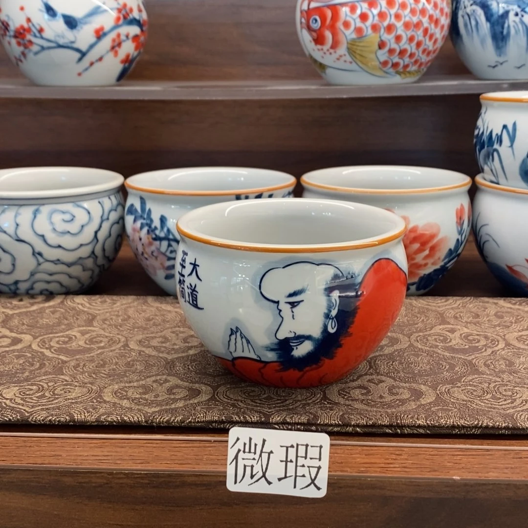 釉下彩老陶泥手工绘制