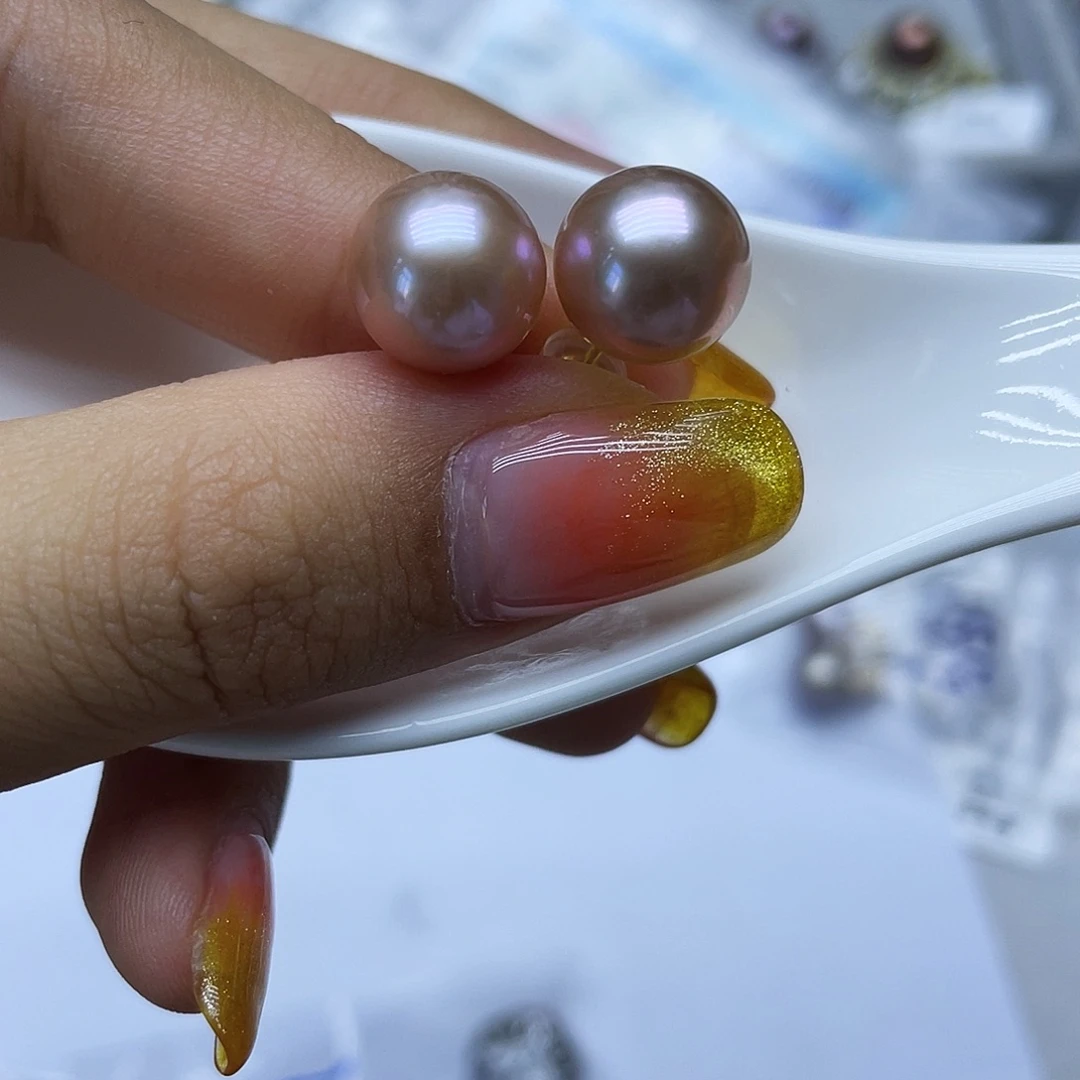 银S925镶嵌淡水珍珠耳饰