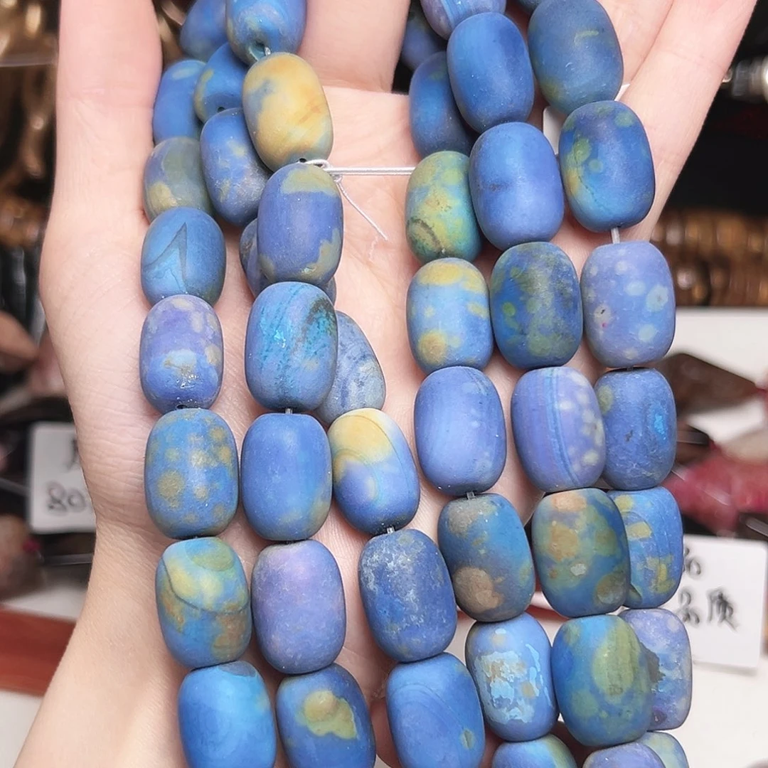 玛瑙/玉髓合金珠宝半成品u309。星空12mm桶珠玛瑙一条