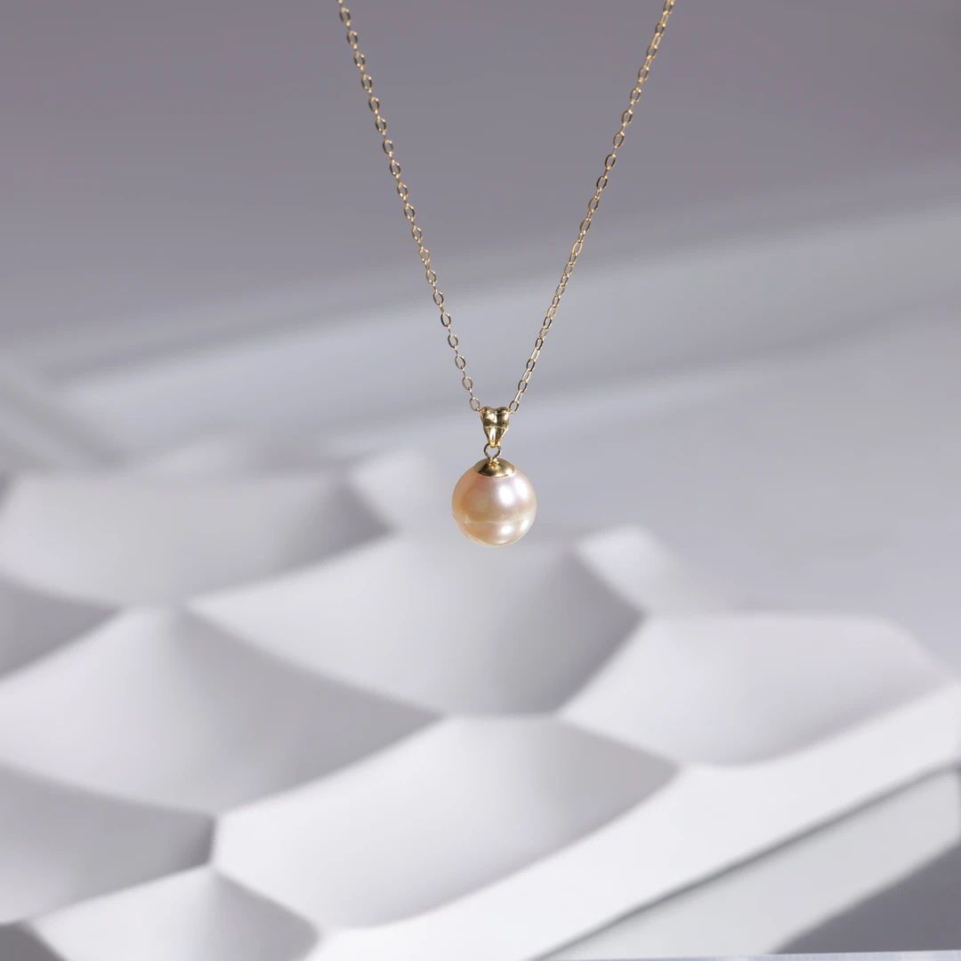 【LNDI】18K金 海水akoya羽翼皇后金珍珠 吊坠 9-9.5MM