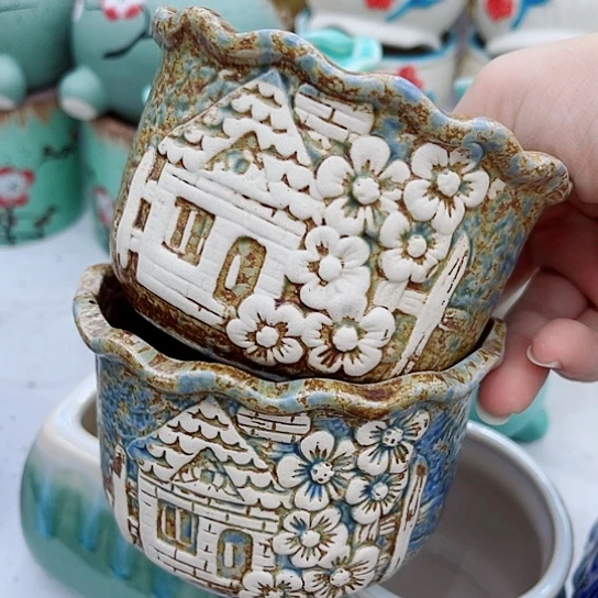 多肉绿植陶瓷花盆9.9包邮