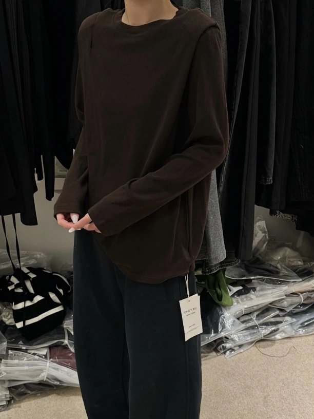 7059韩系正肩磨毛长袖T恤新款内搭