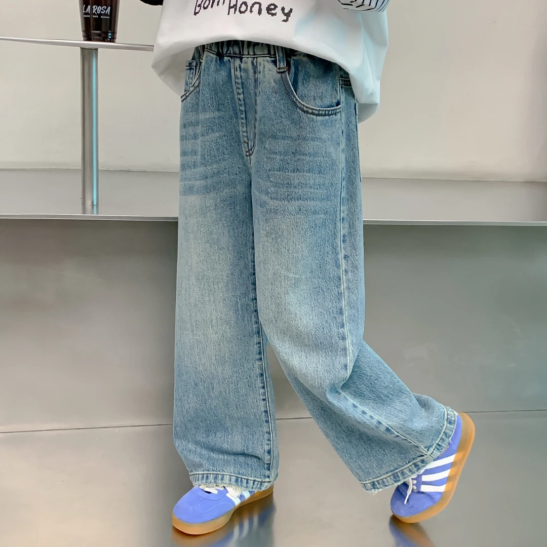 女童春秋款牛仔裤2025秋季新款儿童洋气直筒休闲韩版牛仔裤Q13008