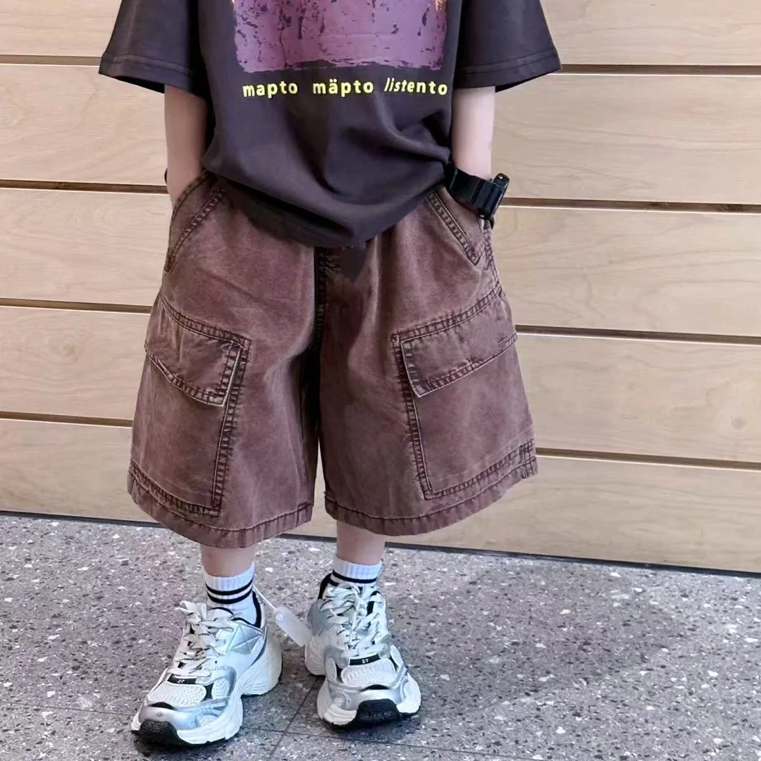 503394《现》优选韩版儿童休闲舒适时尚洋气日常宽松牛仔洋气中裤