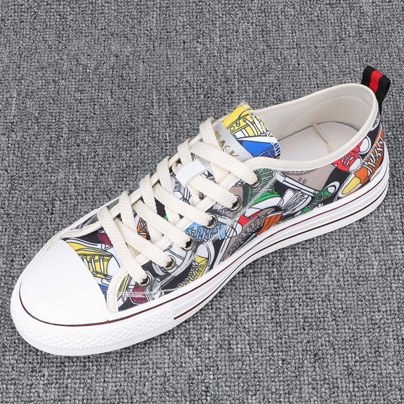 HKHY帆布鞋新款时尚印花百搭休闲时尚板鞋鞋子百搭鞋子男款