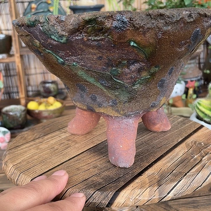 手工粗陶高温花盆