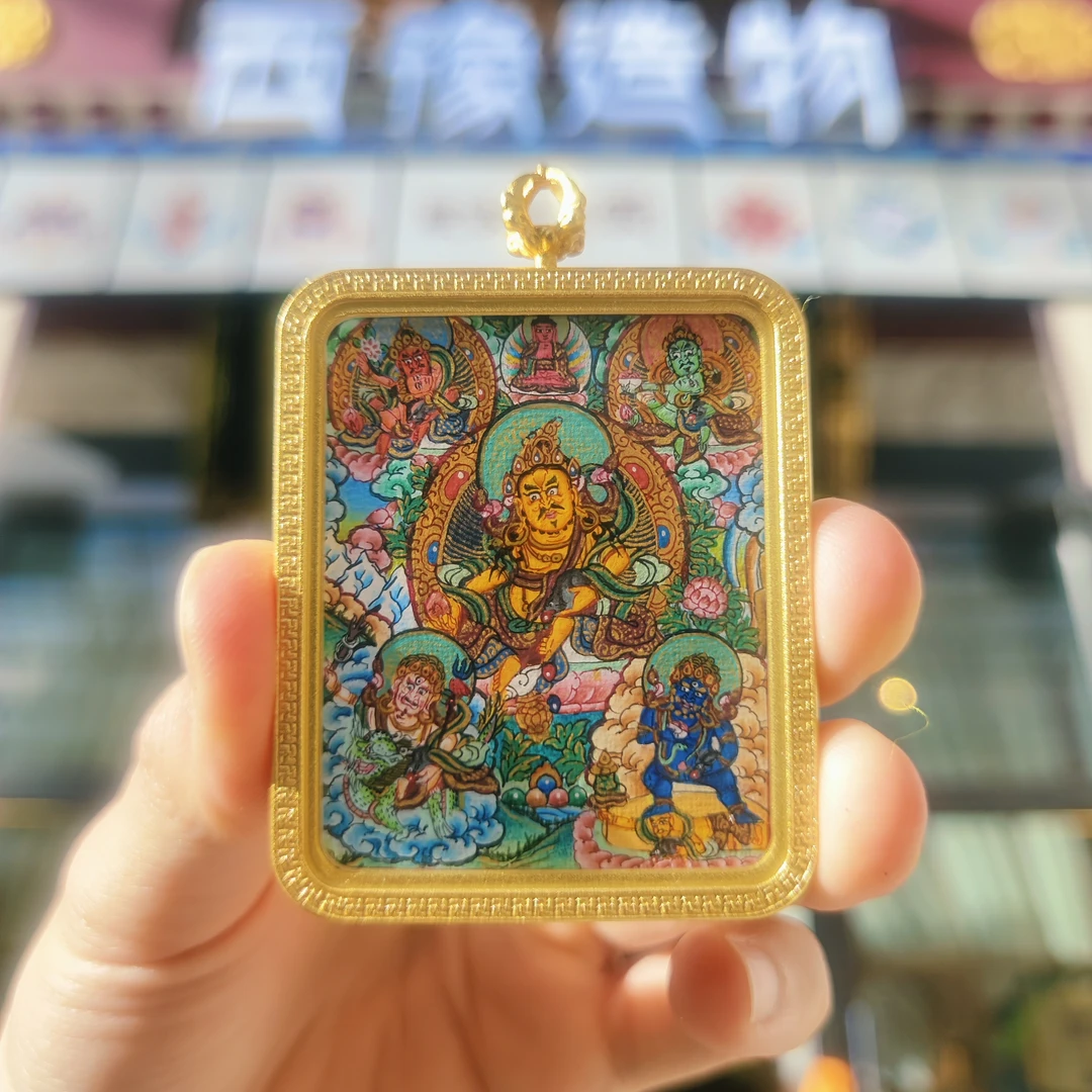 【五路财神】纯手绘矿物质唐卡拉萨直发