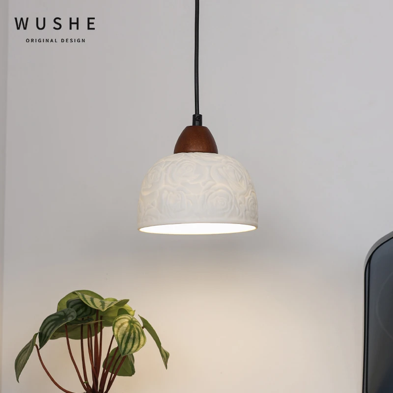 法式复古卧室书房床头吊灯陶瓷美式中古南洋风玄关吧台吊灯灯具