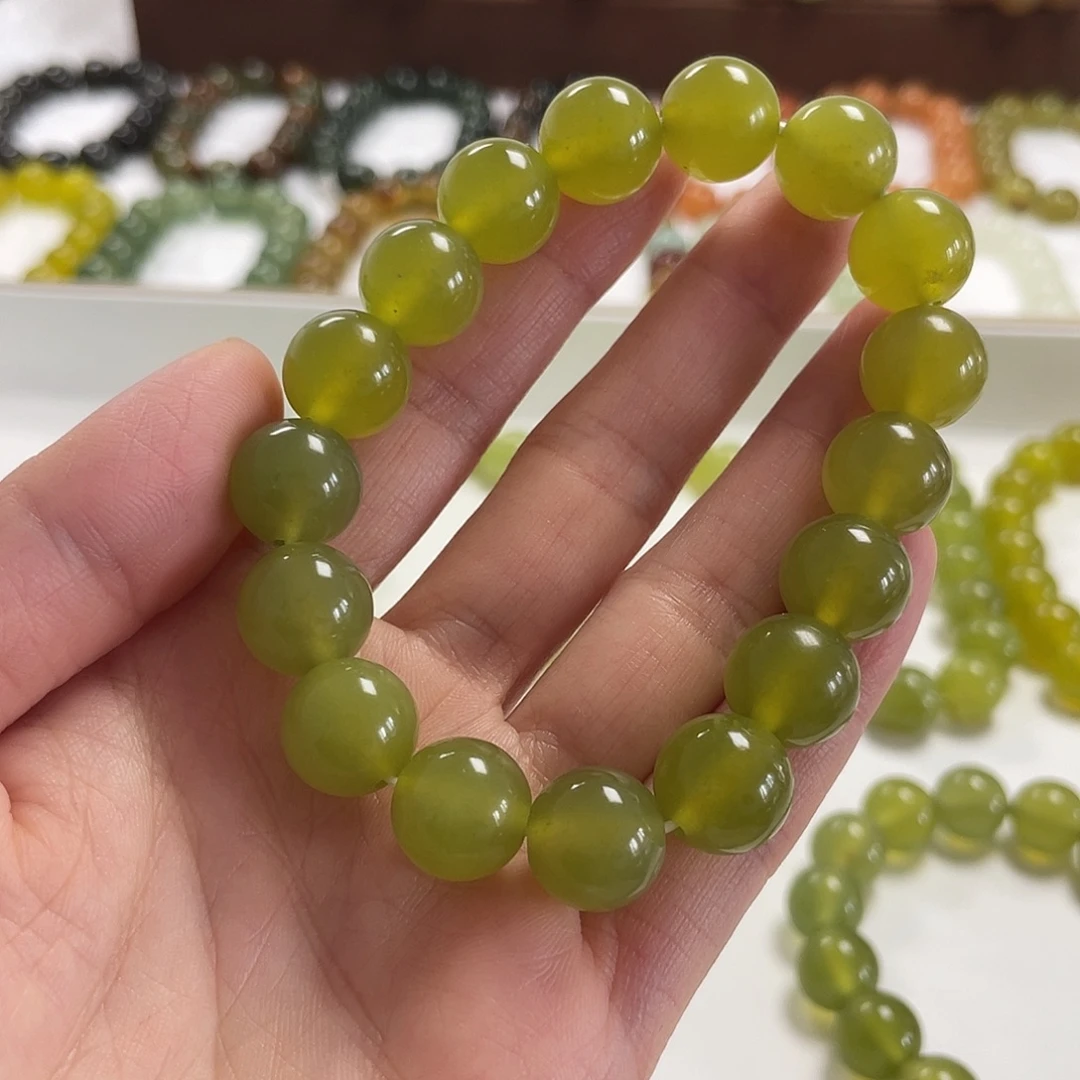 满***河蛇纹石玉未镶嵌手串