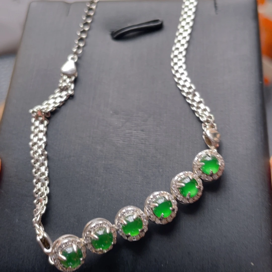 翡翠银S925镶嵌颈饰戒指