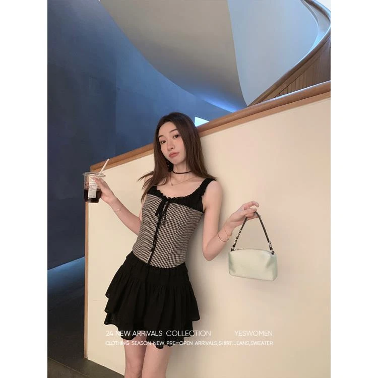 YESWOMEN茉莉小调·清爽甜美假日感套装花边背心XYF6244B3145