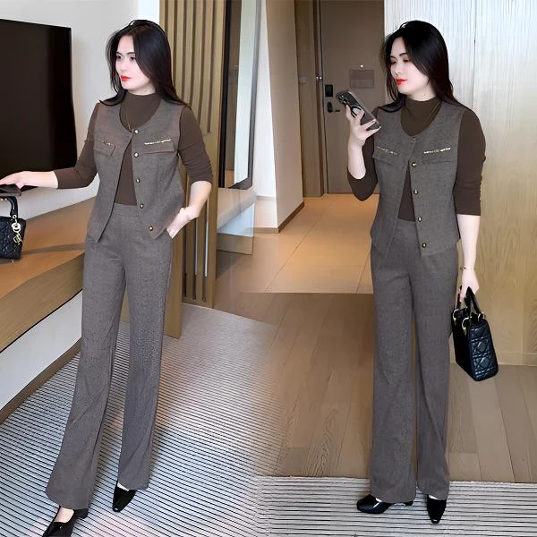 2025秋季新款穿搭气质显瘦遮肉时尚洋气休闲减龄修身长袖套装98