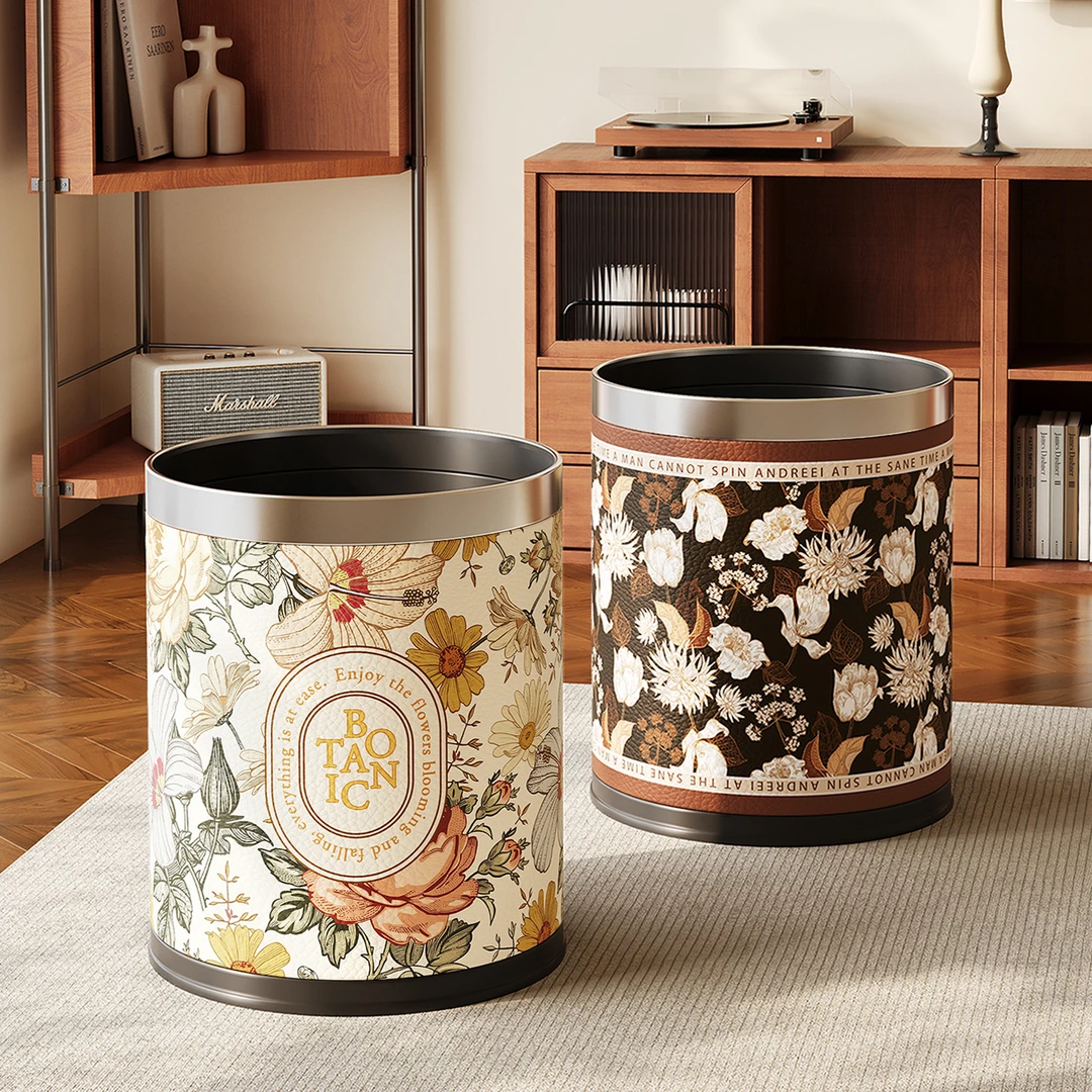 复古风垃圾桶家用客厅轻奢高档高颜值大号大容量厨房卫生间纸篓桶