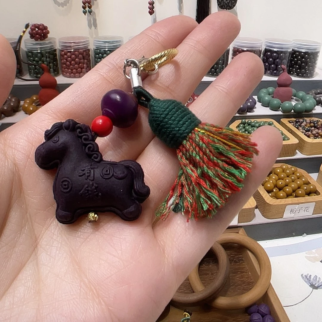 泥塑合香珠马上有钱九紫小马配饰