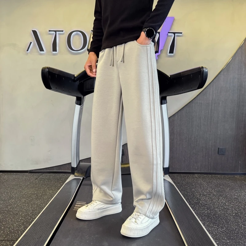 垂感条纹裤子男款春秋季潮流百搭直筒运动裤2025新款男士休闲长裤