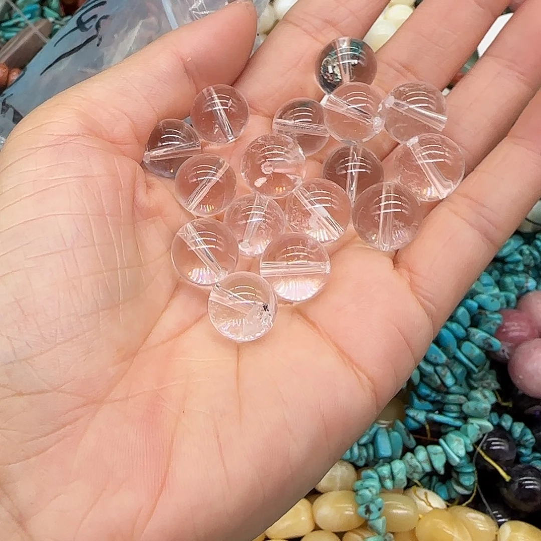 玛瑙/玉髓合金珠宝半成品白水晶12mm4颗