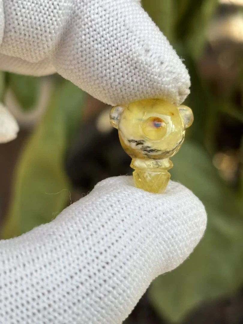 3955天然蜜蜡琥珀冰淇淋小熊配饰15x18x9.5mm