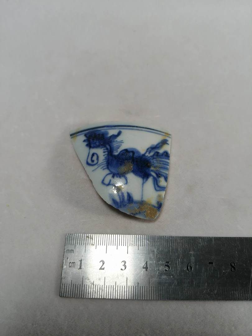 青花，凤凰纹碗，残器瓷片。尺寸品相如图。