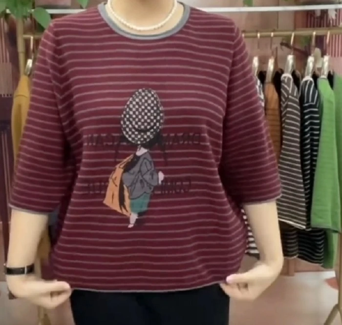 夏季五分袖圆领时尚套头百搭上衣