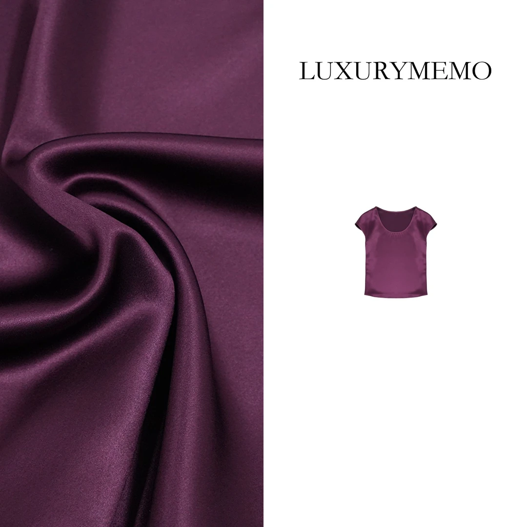 【汤勺领】极简醋酸夏季无袖上衣 修身气质紫色T恤