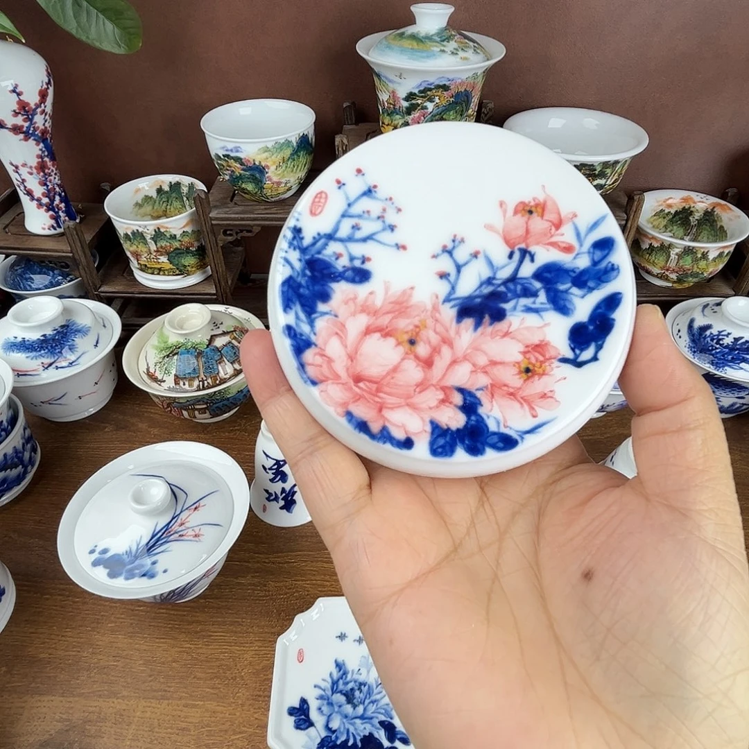 忠意堂釉下彩红牡丹