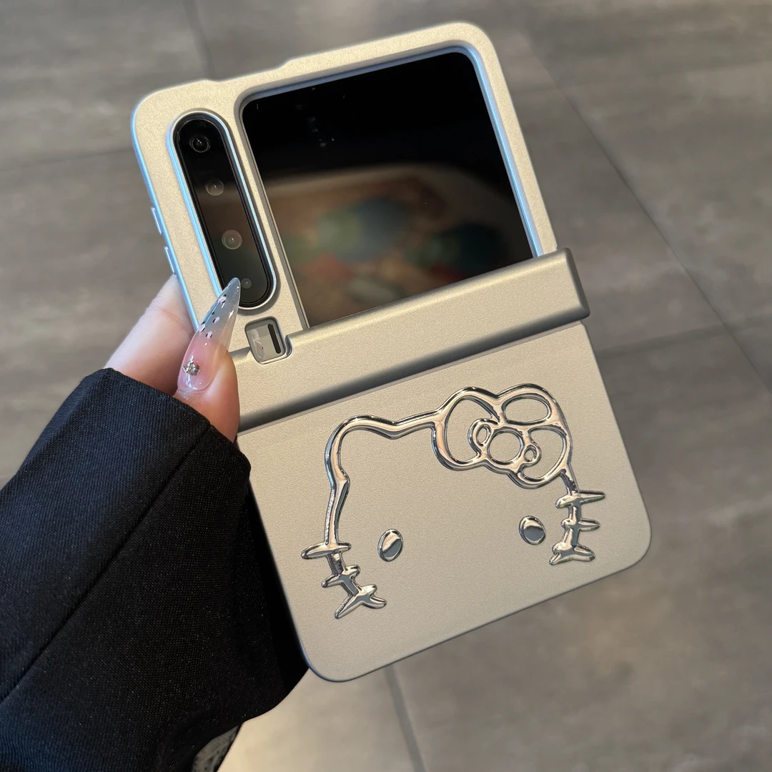 适用华为Pura X手机壳新立体猫咪铰链保护壳铰链全包手链烤漆外壳