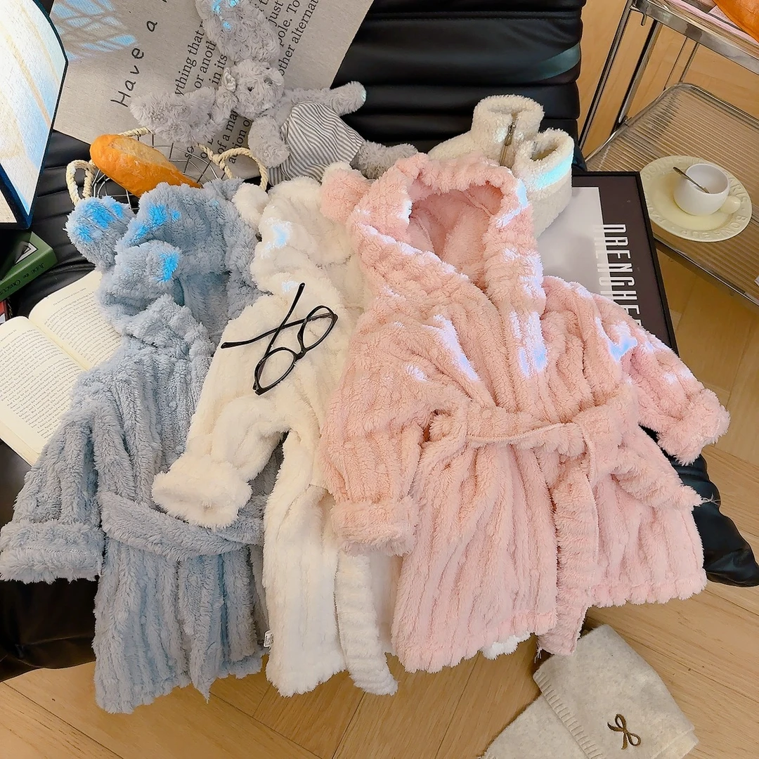 儿童秋冬季睡袍中小童长款家居服宝宝加厚睡衣公主风居家浴袍保暖