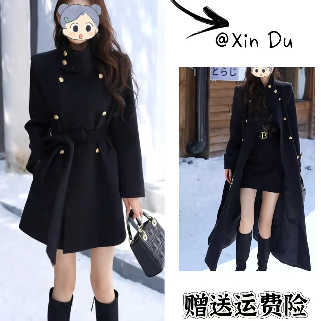 2025秋冬季新款时尚显瘦气质女士网红洋气风衣百搭款D24086