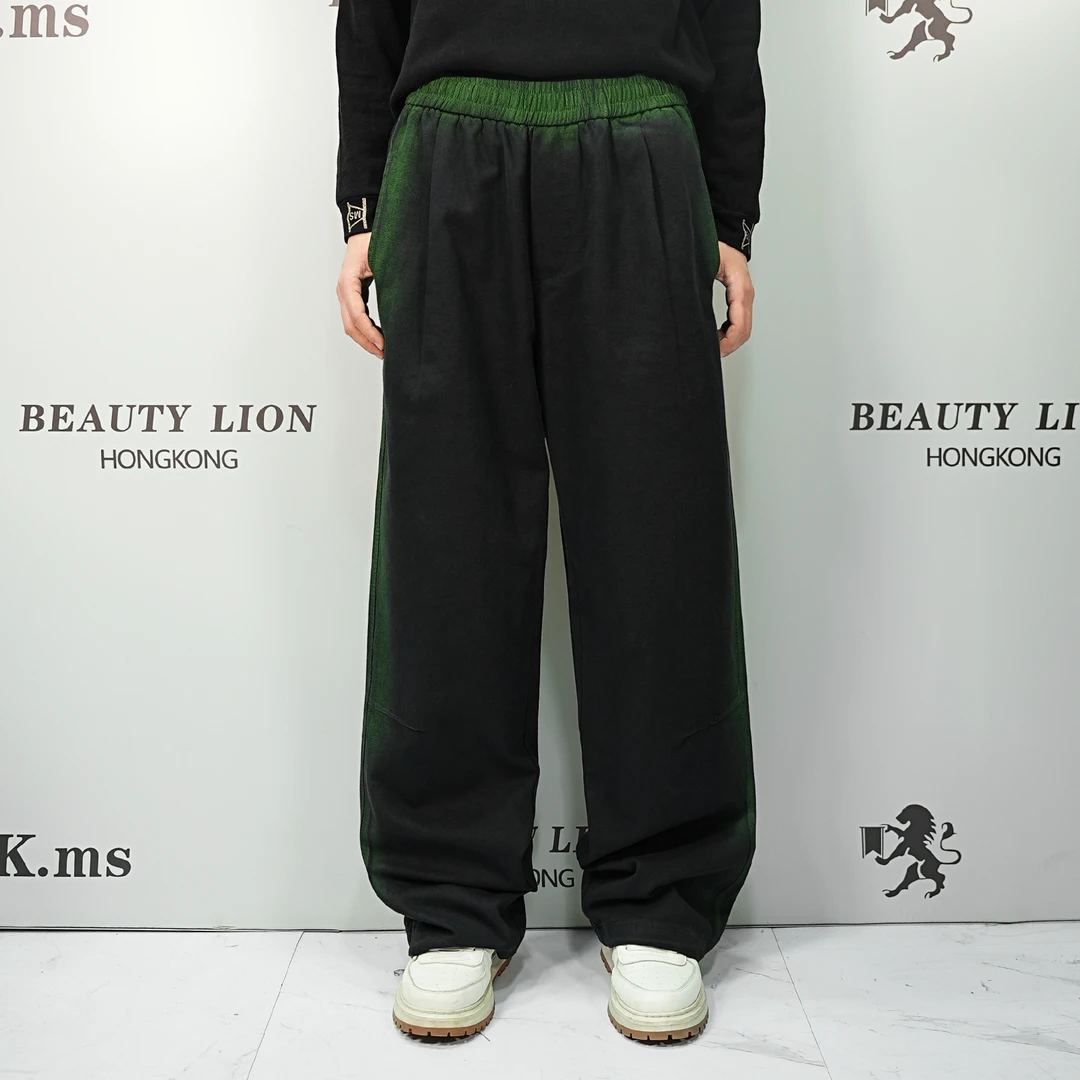 2025H·K美狮潮牌春季时尚百搭黑色拼色休闲裤