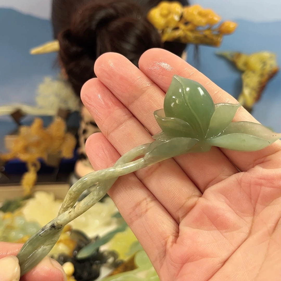 蛇纹石玉合金发饰