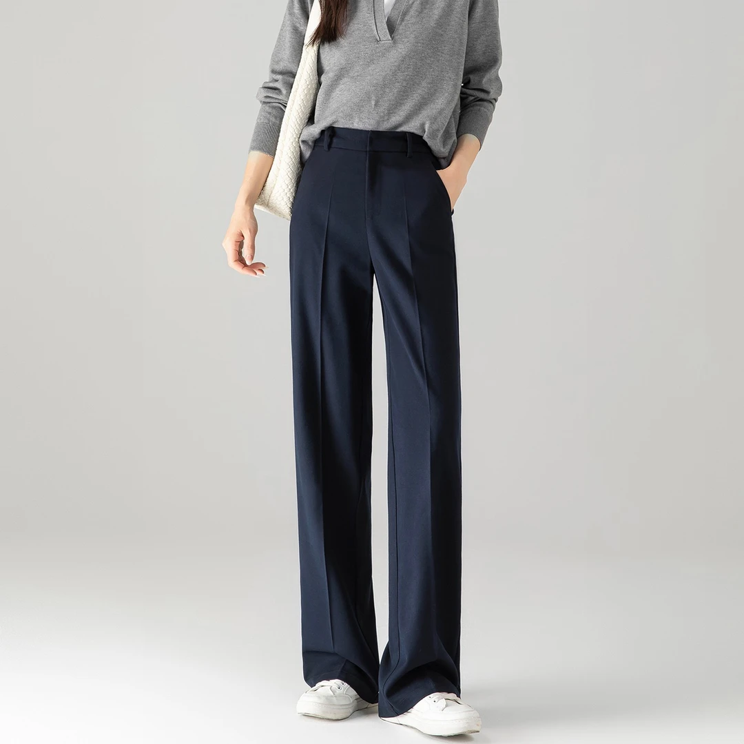 机洗免烫西装裤女秋冬通勤加绒窄版阔腿裤垂感高级感显瘦直筒裤