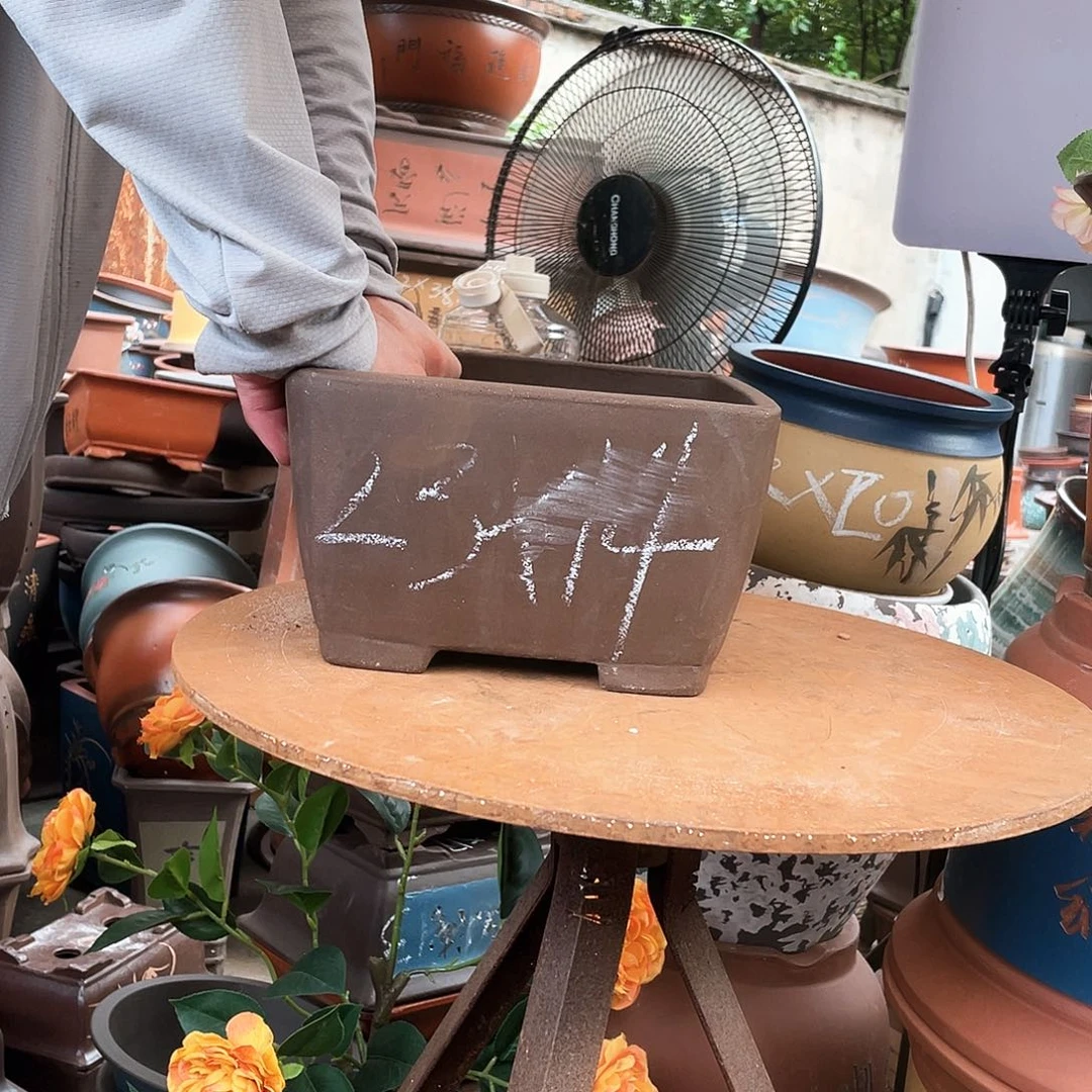 宜兴紫砂花盆23紫泥四方