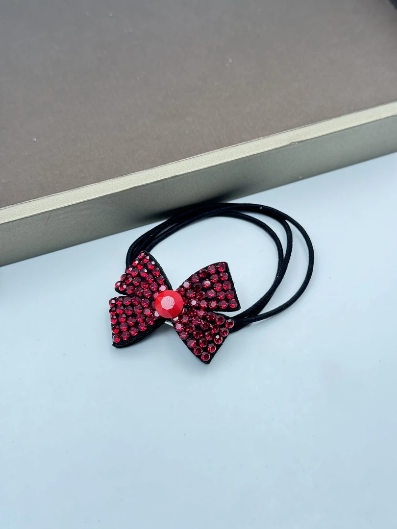 10-蝴蝶结皮筋马尾发绳发饰丸子头绳红色头饰时尚轻奢韩版气质