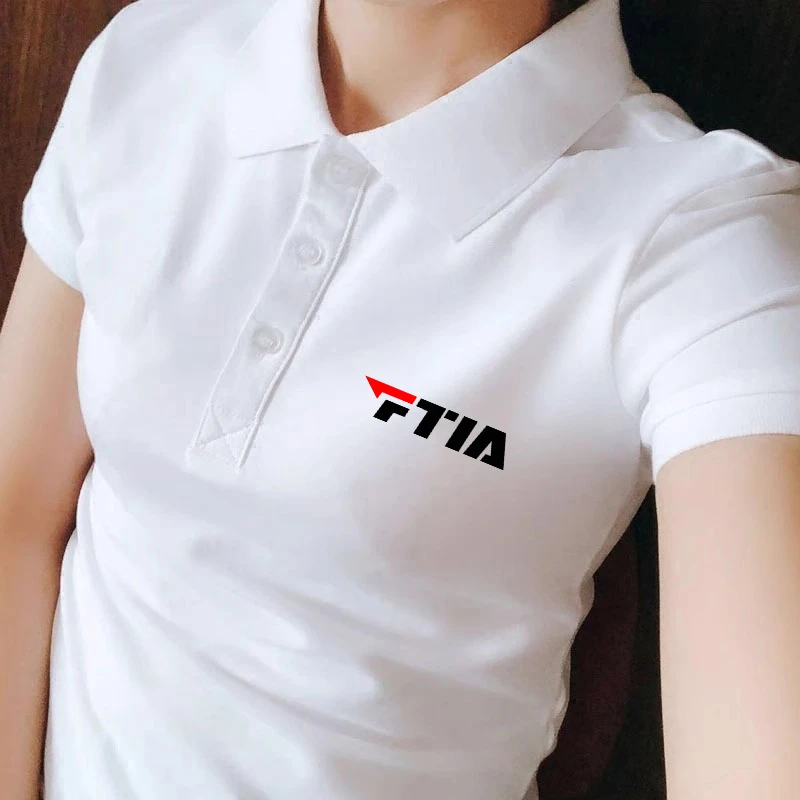 官方正品菲乐羽翻领短袖女2025春夏季新款宽松大码polo衫运动t恤