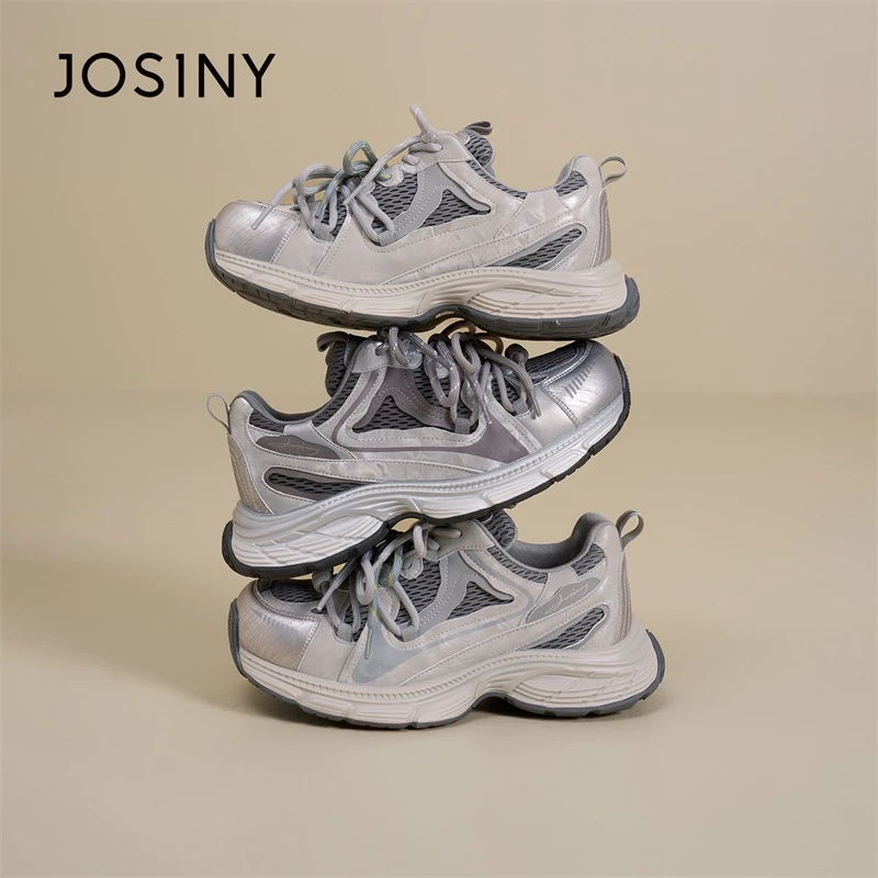 卓诗尼百搭透气潮流厚底增高时尚轻便女鞋春秋时尚网面女鞋休闲鞋