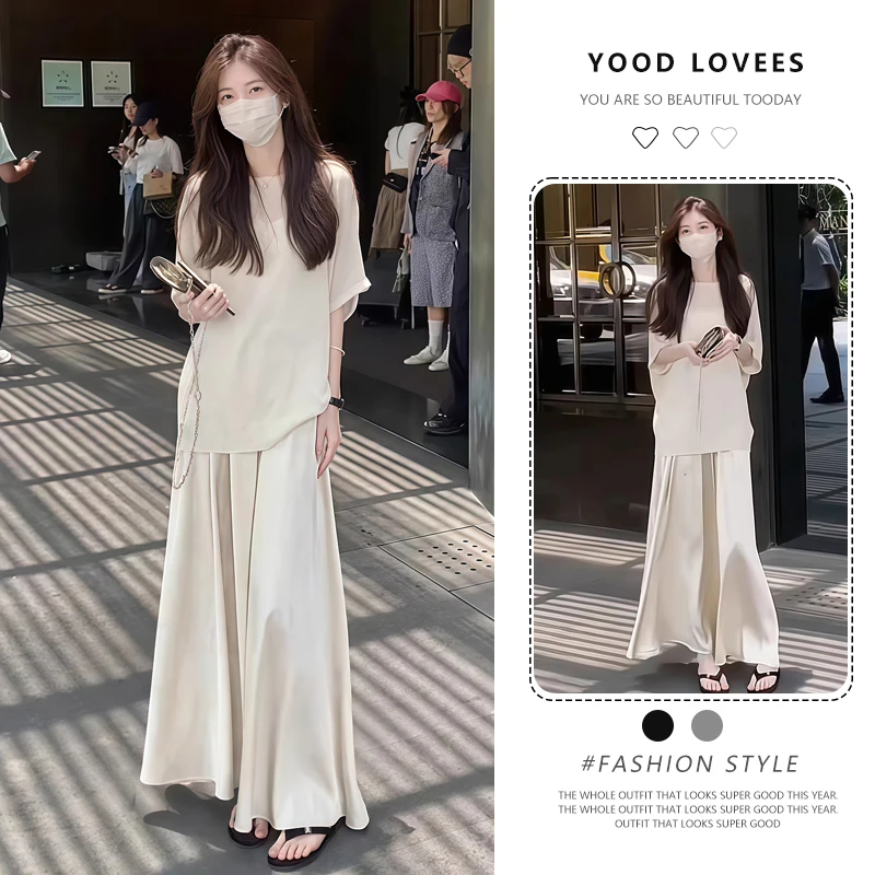 2025超火夏装一整套巨好看的独特漂亮气质白色短袖T恤两件套裙子