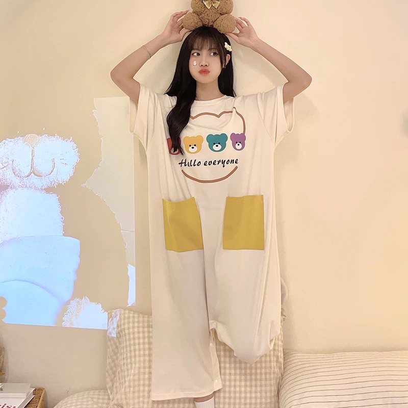 【一衣两穿】夏季新款连体宽松加肥加大甜美家居服