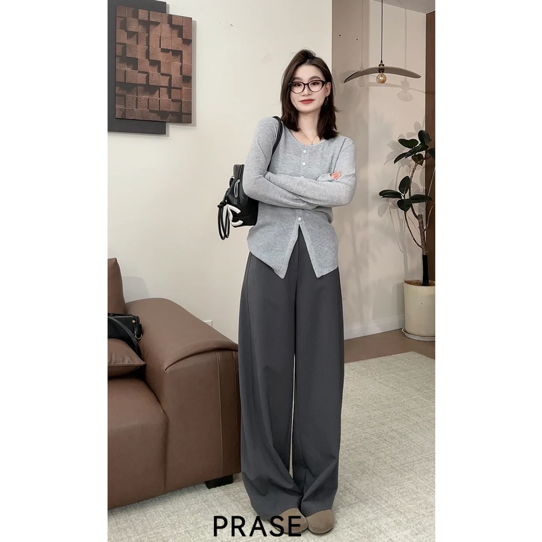 PRASE·噜【轻氧衫】微胖轻奢设计款秋女天丝羊毛圆领毛织衫PR507B05