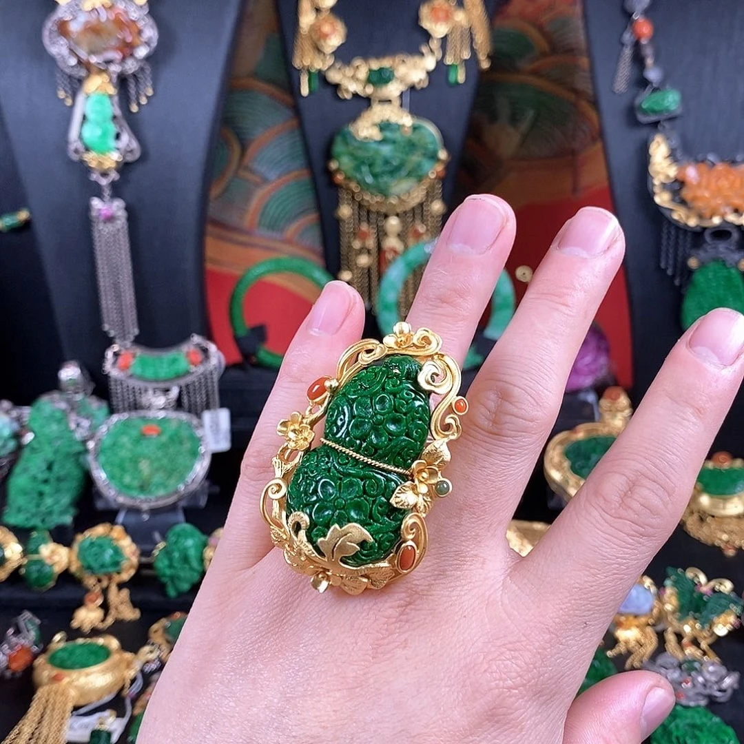 翡翠银S925镶嵌戒指戒指