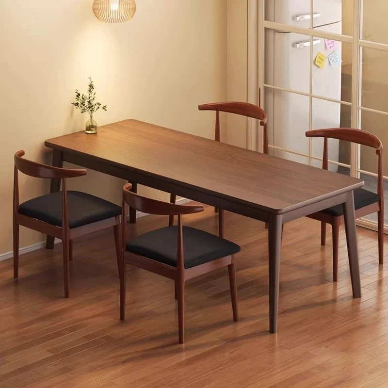 餐桌家用小户型轻奢长方形吃饭桌出租房用餐饮饭店商用餐桌椅组合