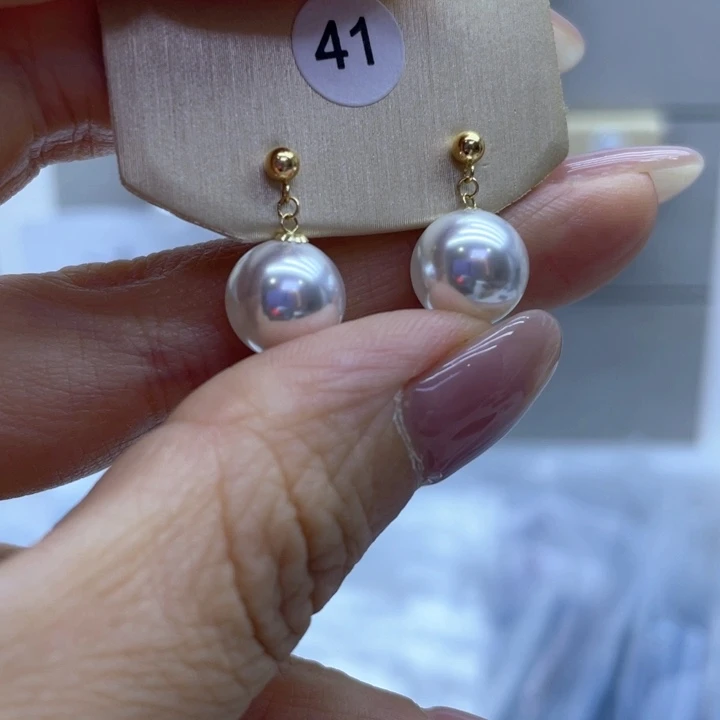 淡水珍珠耳饰18K金镶嵌