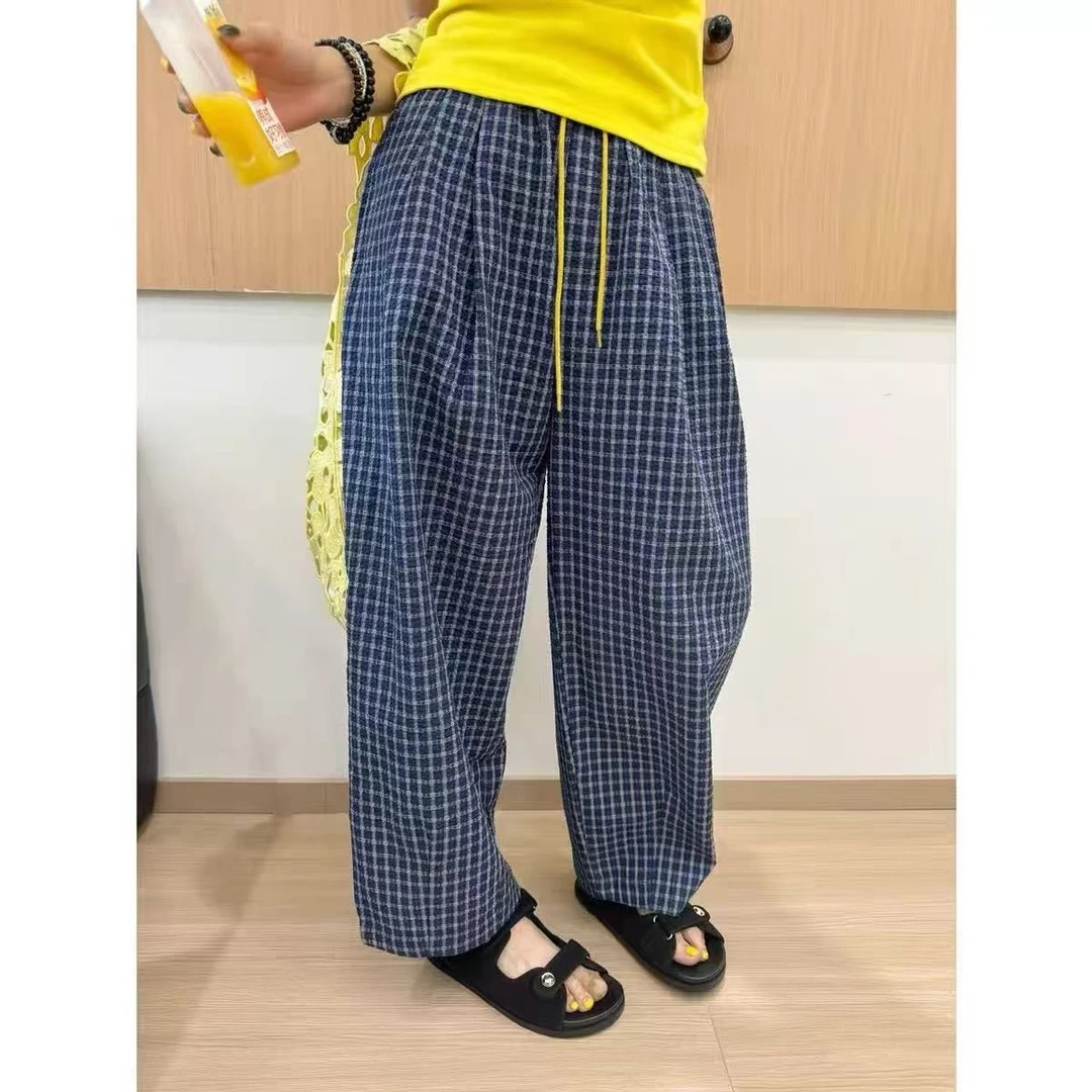 QINY CX-香蕉格子 韩系复古百搭休闲格子裤 不包