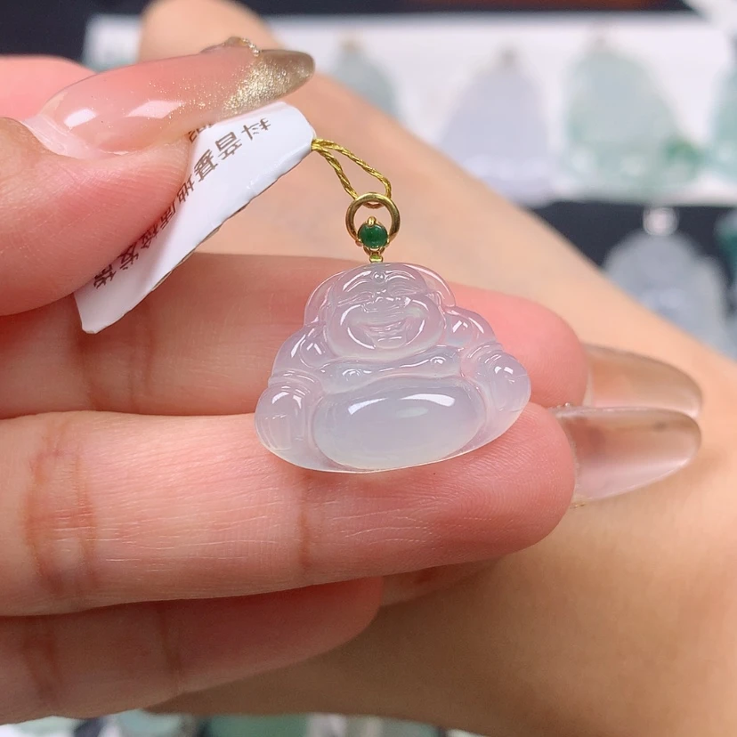 【闪购商品】翡翠18K金镶嵌颈饰佛公一刀切