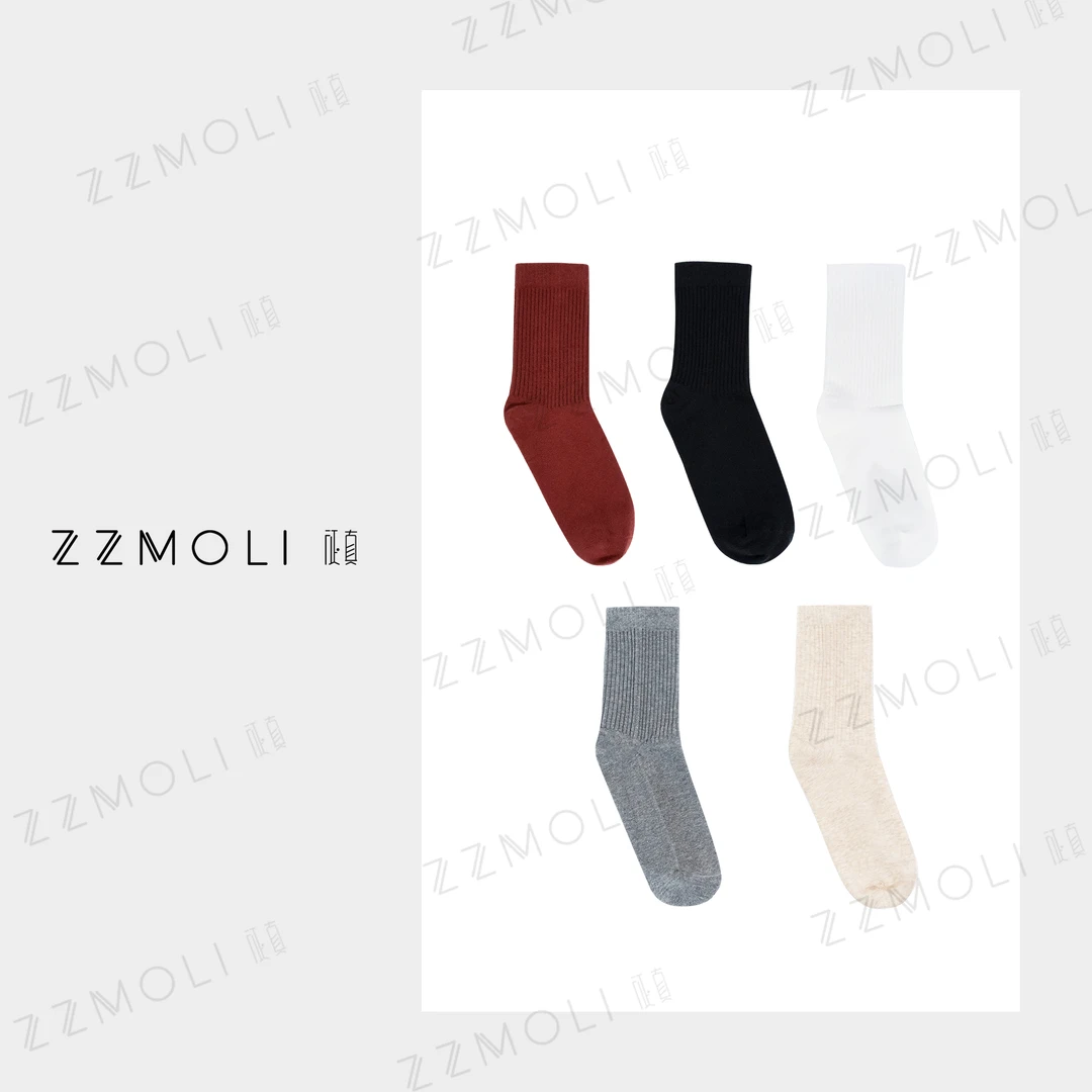 ZzMoLi征真 简约舒适纯色女袜百搭针织中筒袜ZBS7280